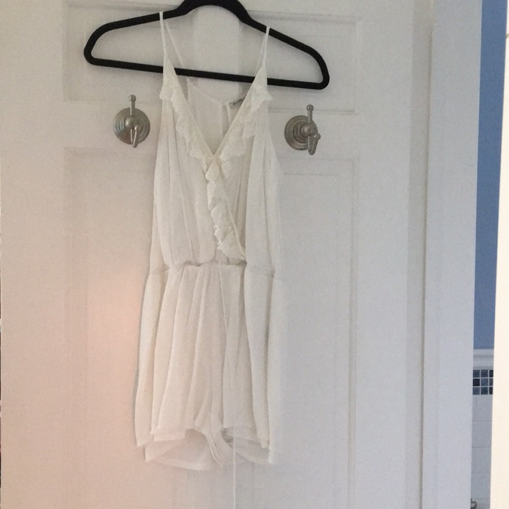 white v neck romper